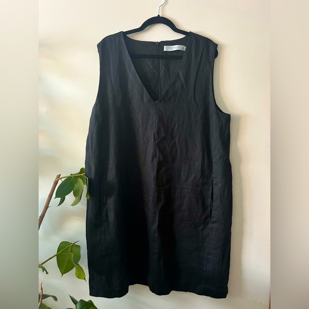 Linen midi shift dress